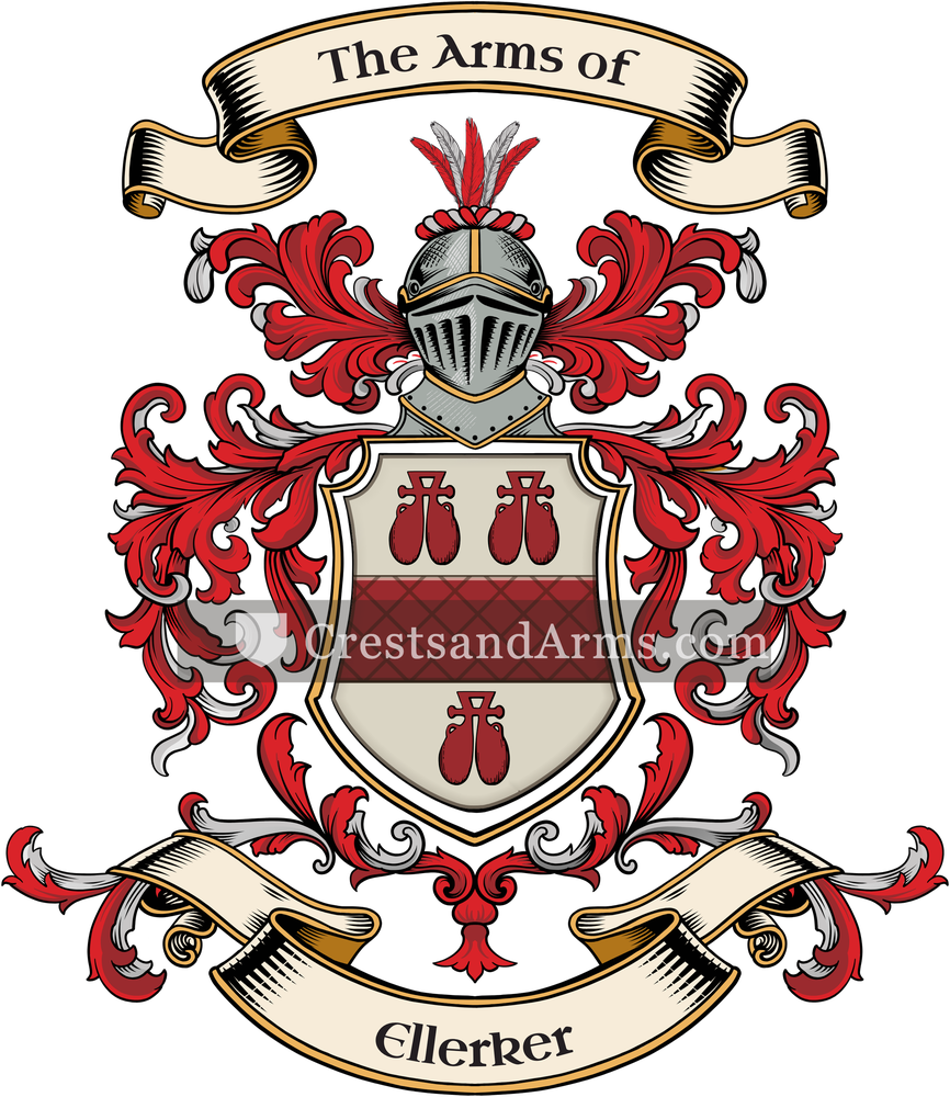 The Ellerker coat of arms, drawn from the recorded blazon