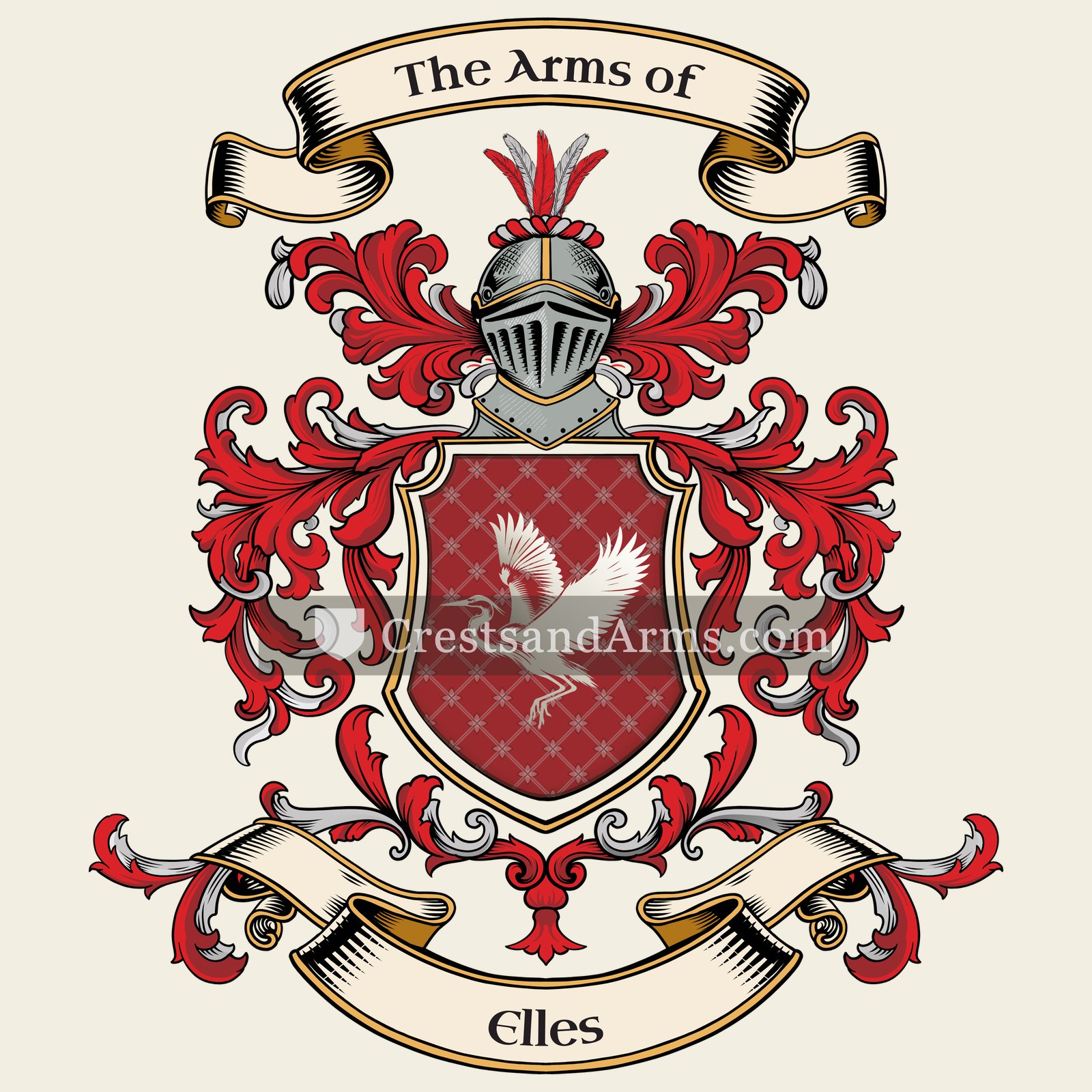 The Elles coat of arms, drawn from the recorded blazon