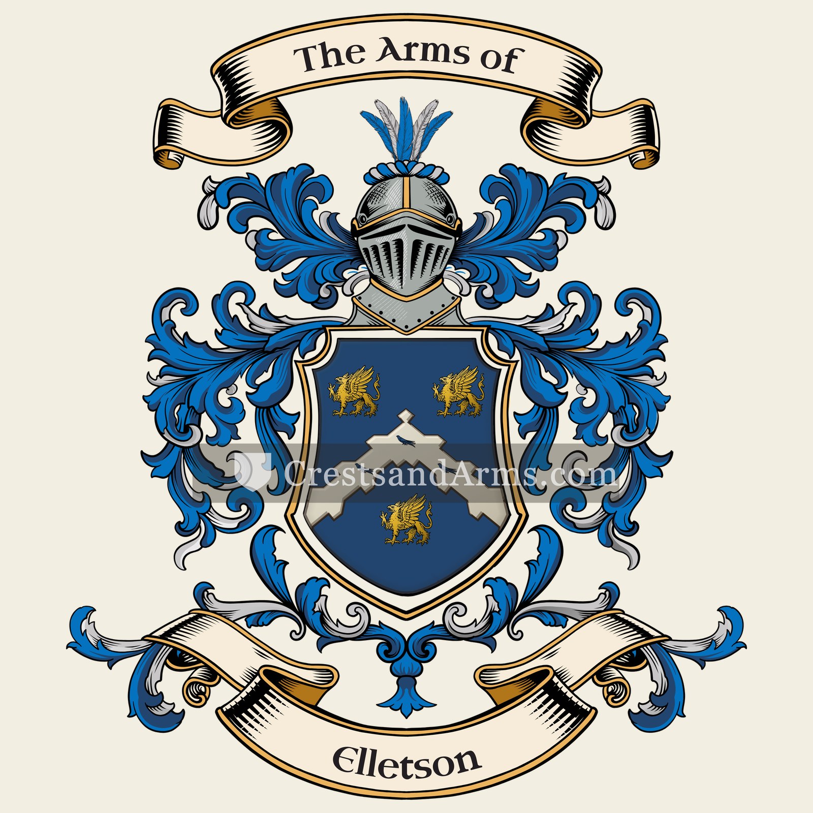 The Elletson coat of arms, drawn from the recorded blazon