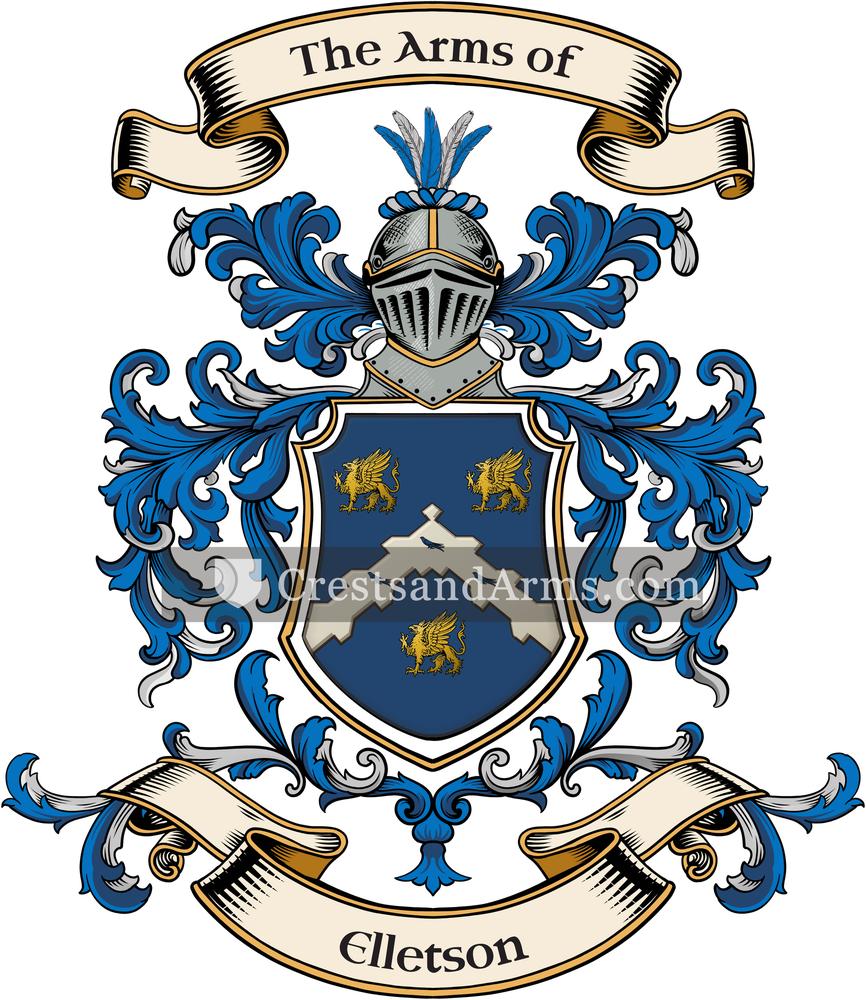 The Elletson coat of arms, drawn from the recorded blazon