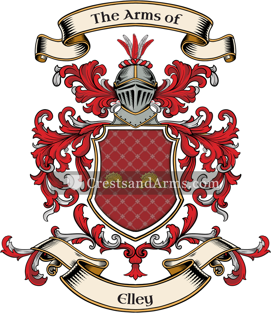 The Elley coat of arms, drawn from the recorded blazon