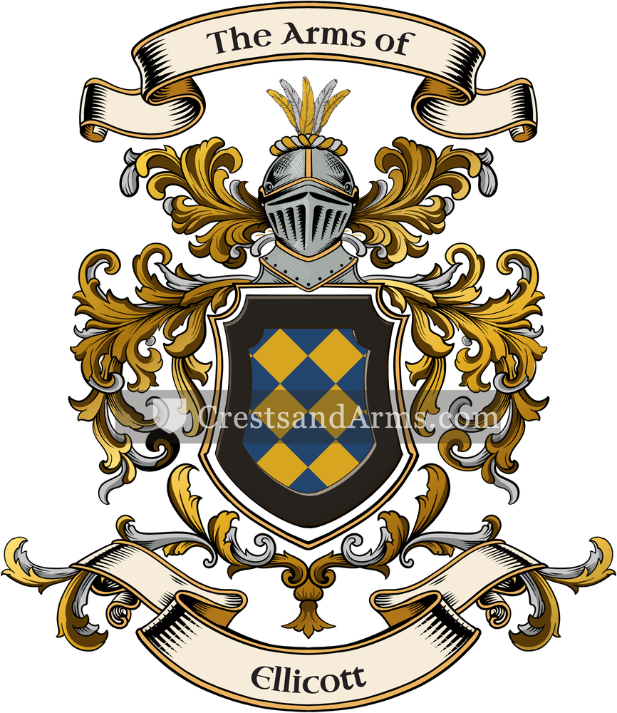 The Ellicott coat of arms, drawn from the recorded blazon