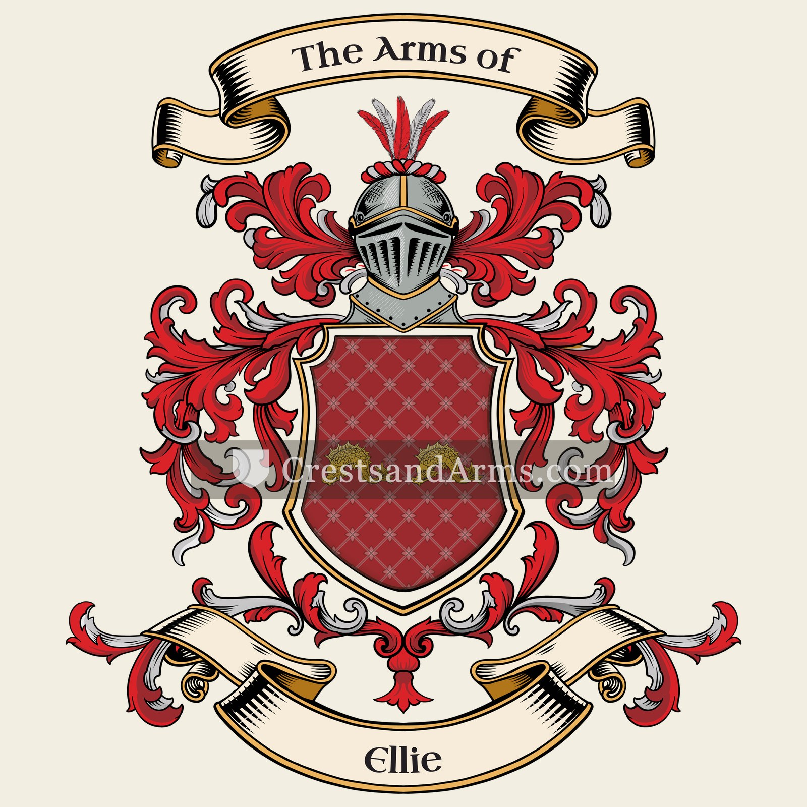 The Ellie coat of arms, drawn from the recorded blazon