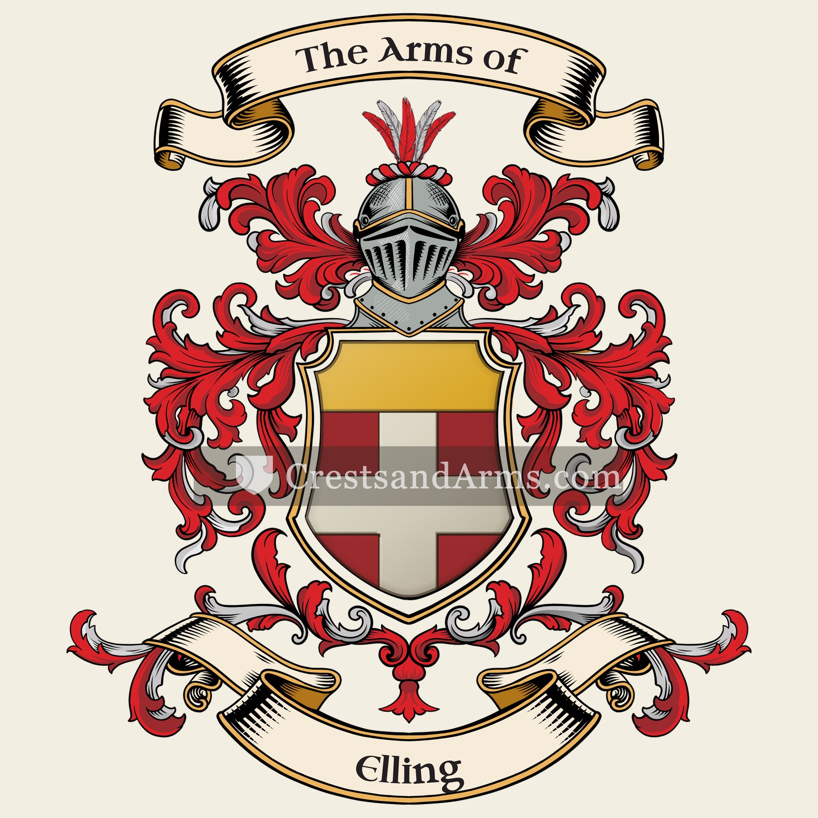 The Elling coat of arms, drawn from the recorded blazon