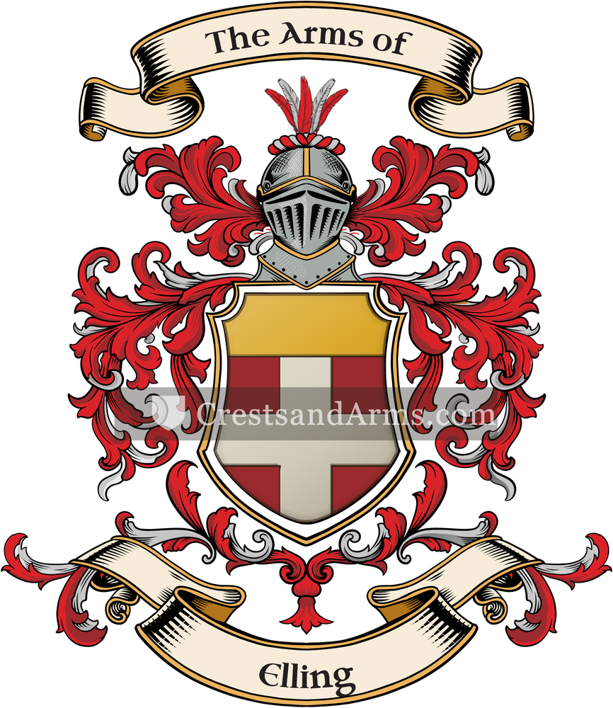The Elling coat of arms, drawn from the recorded blazon