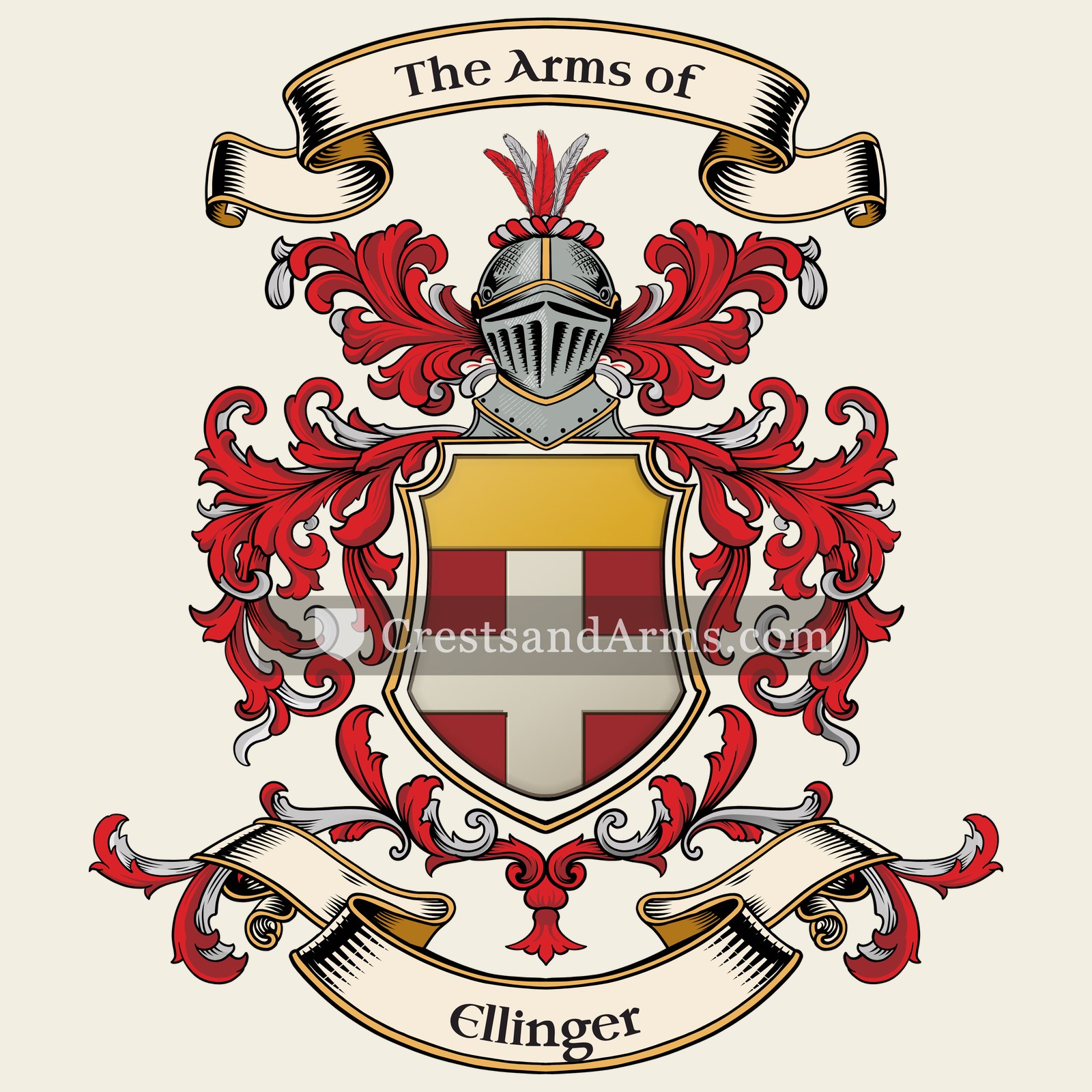 The Ellinger coat of arms, drawn from the recorded blazon