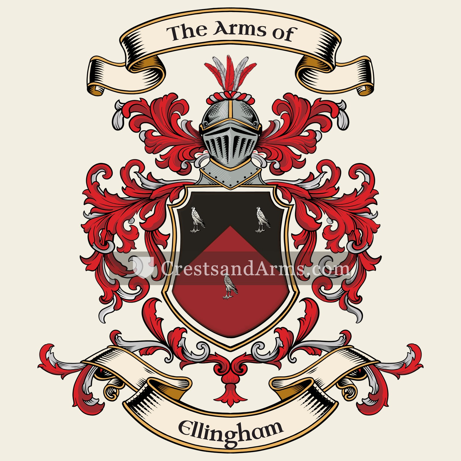 The Ellingham coat of arms, drawn from the recorded blazon