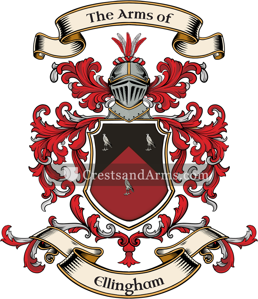 The Ellingham coat of arms, drawn from the recorded blazon