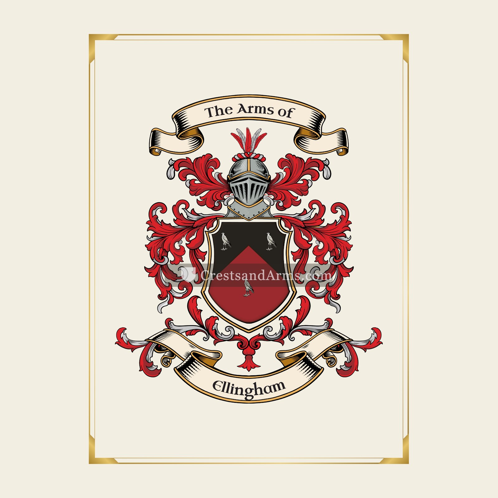 With gold border
