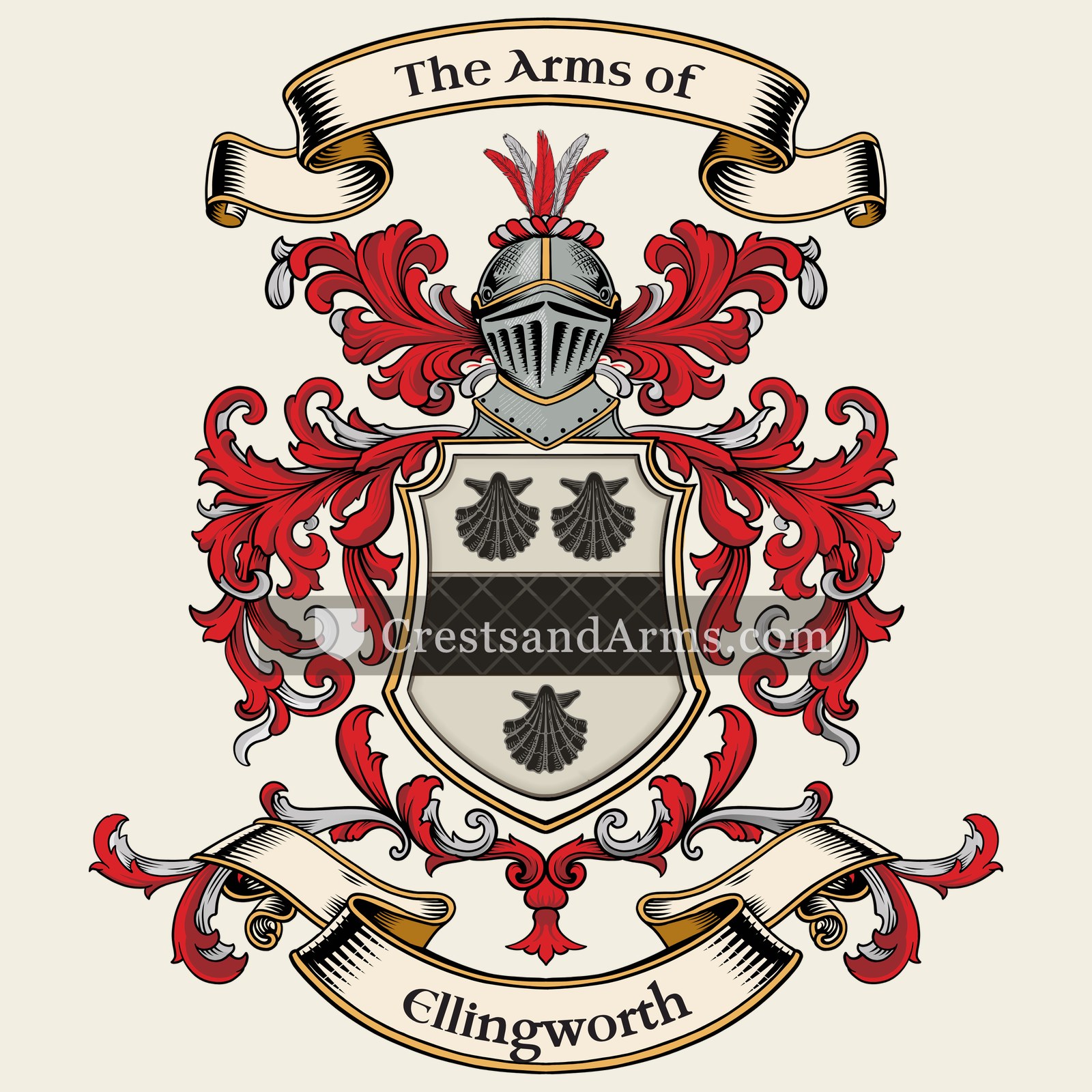 The Ellingworth coat of arms, drawn from the recorded blazon