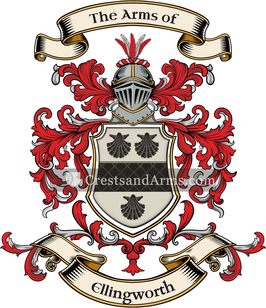 The Ellingworth coat of arms, drawn from the recorded blazon