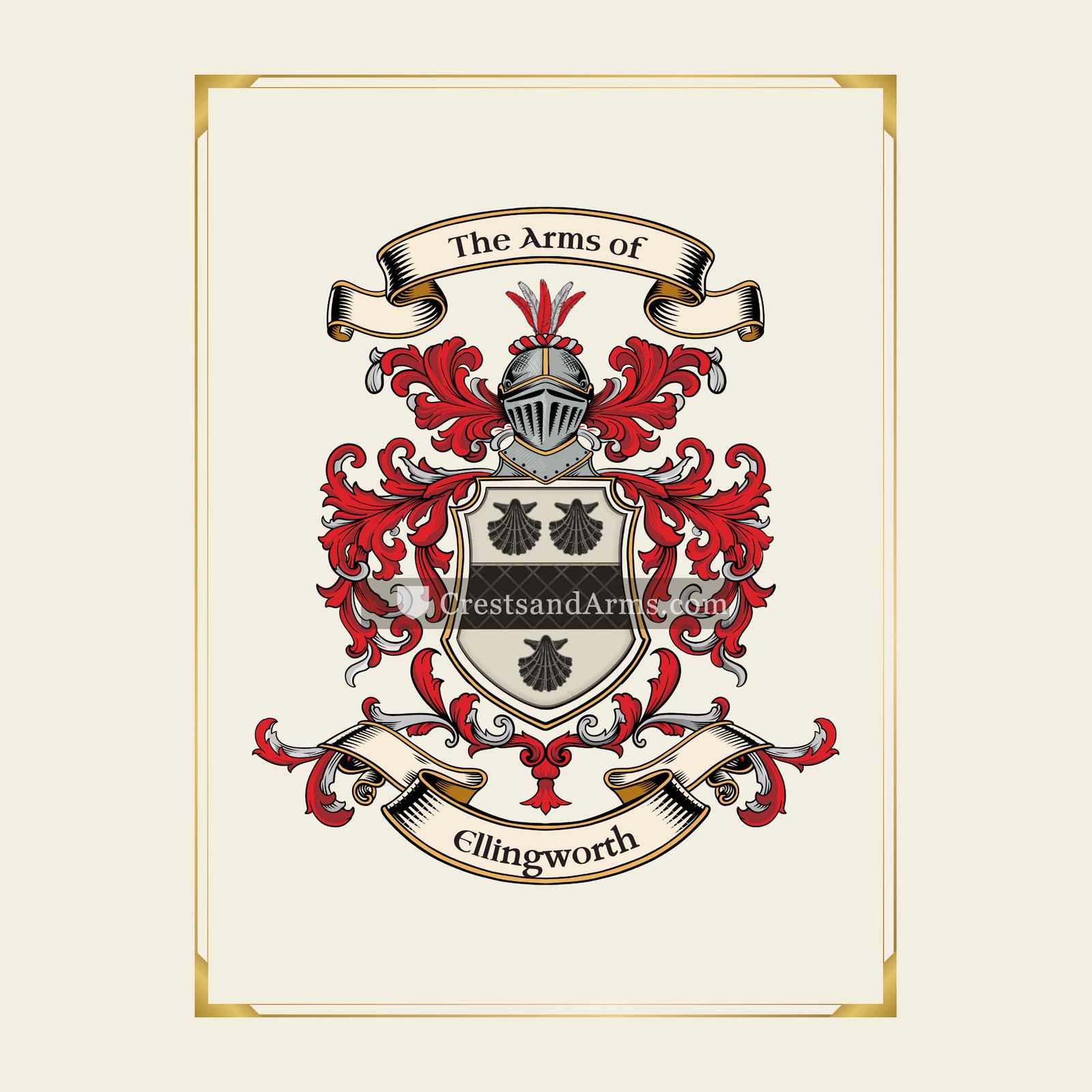 With gold border