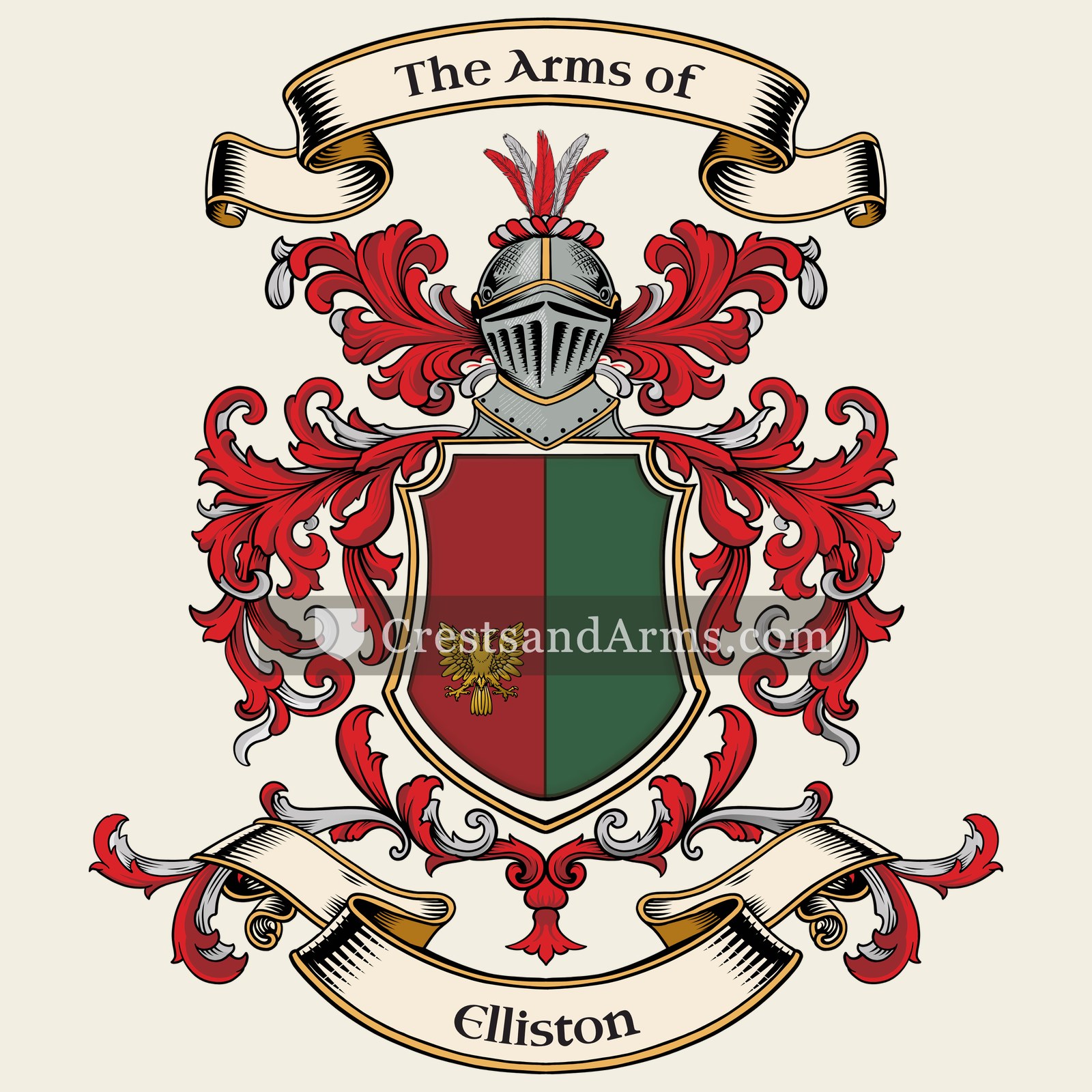 The Elliston coat of arms, drawn from the recorded blazon