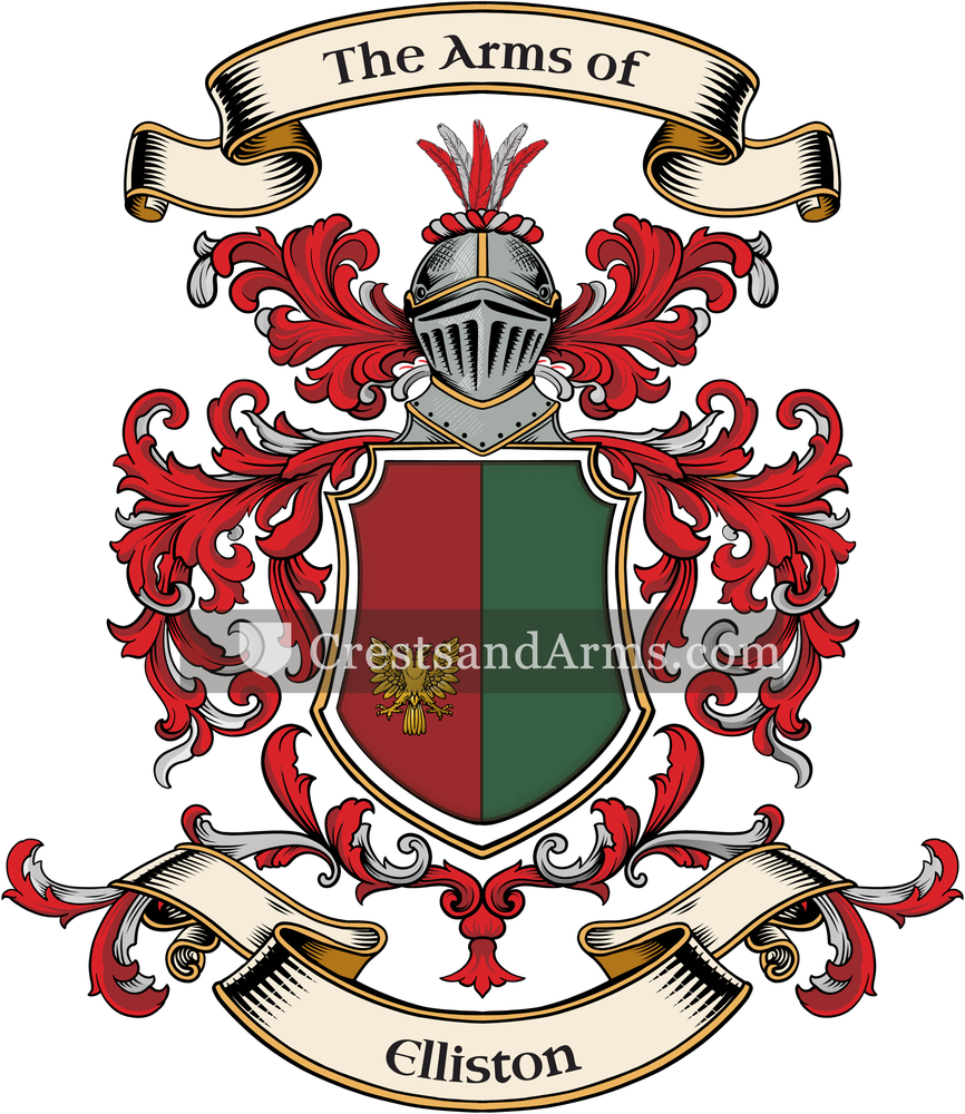 The Elliston coat of arms, drawn from the recorded blazon