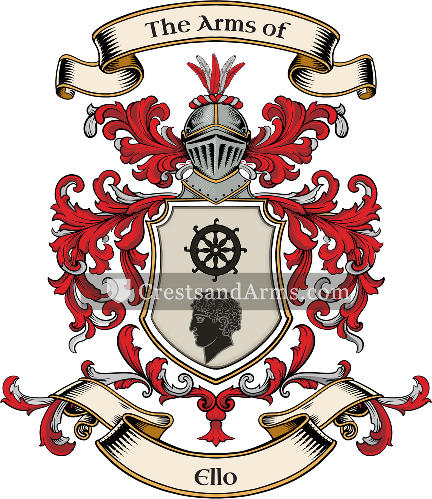 The Ello coat of arms, drawn from the recorded blazon