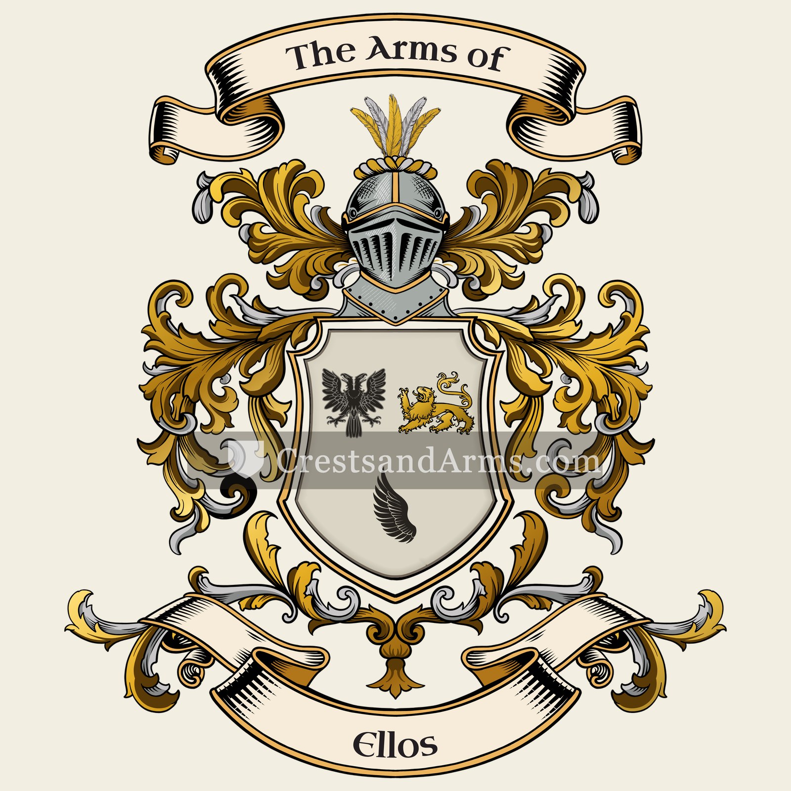 The Ellos coat of arms, drawn from the recorded blazon