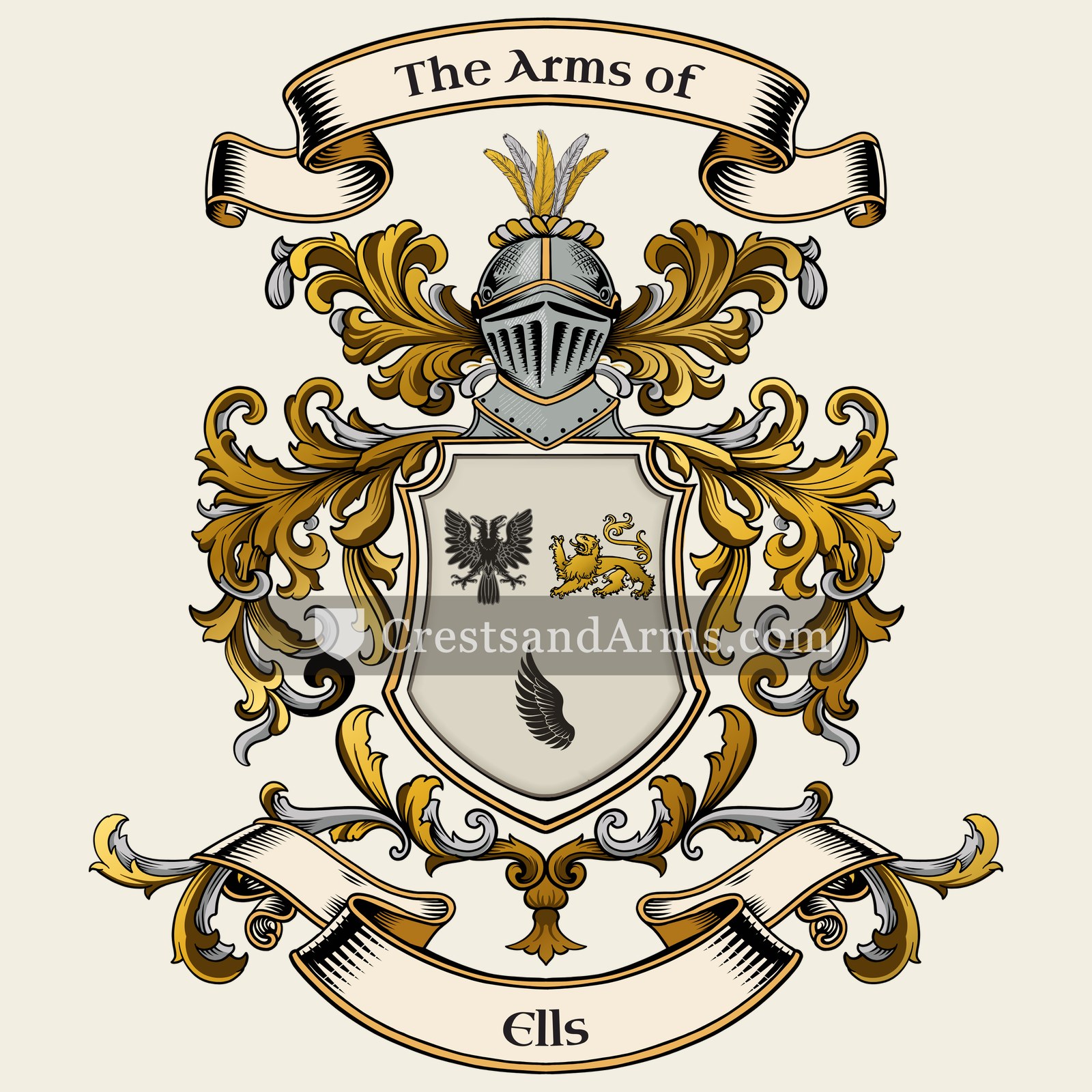 The Ells coat of arms, drawn from the recorded blazon