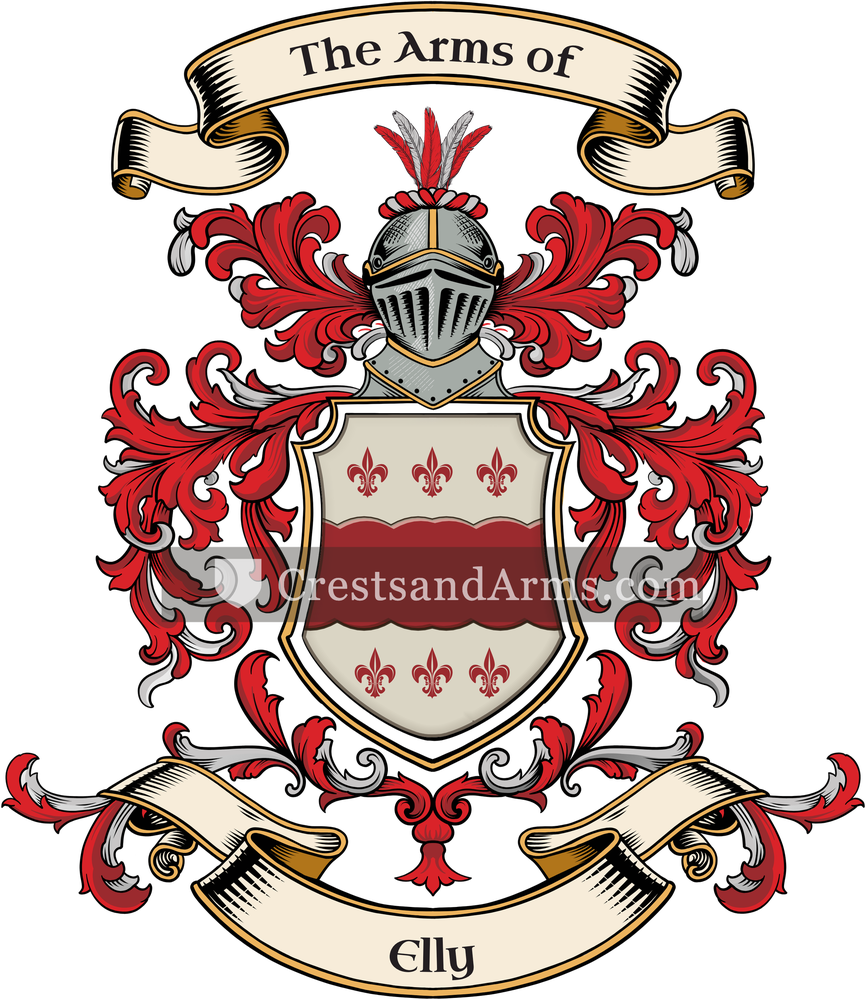 The Elly coat of arms, drawn from the recorded blazon