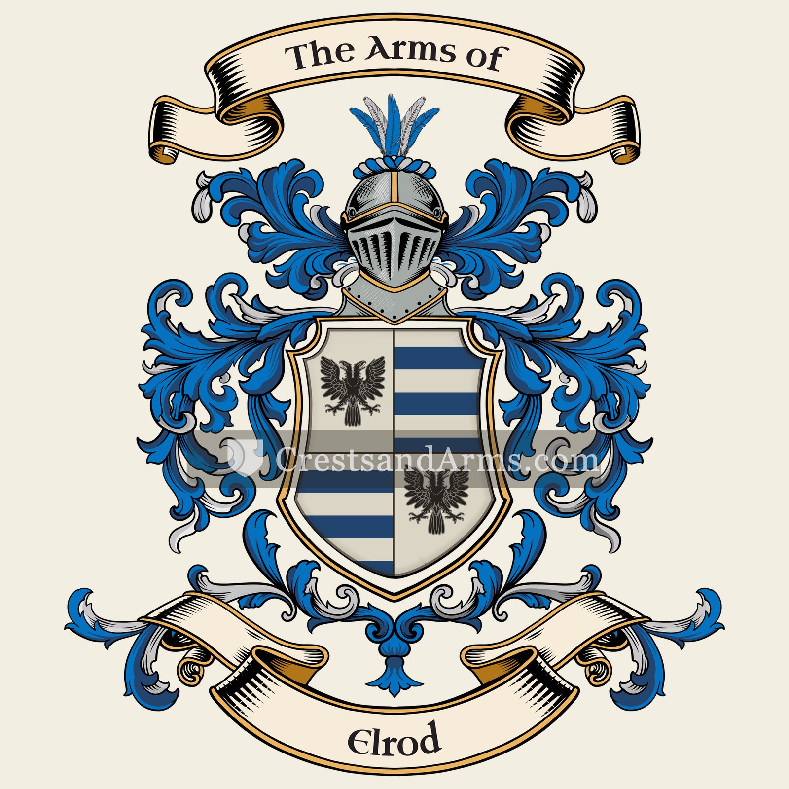 The Elrod coat of arms, drawn from the recorded blazon