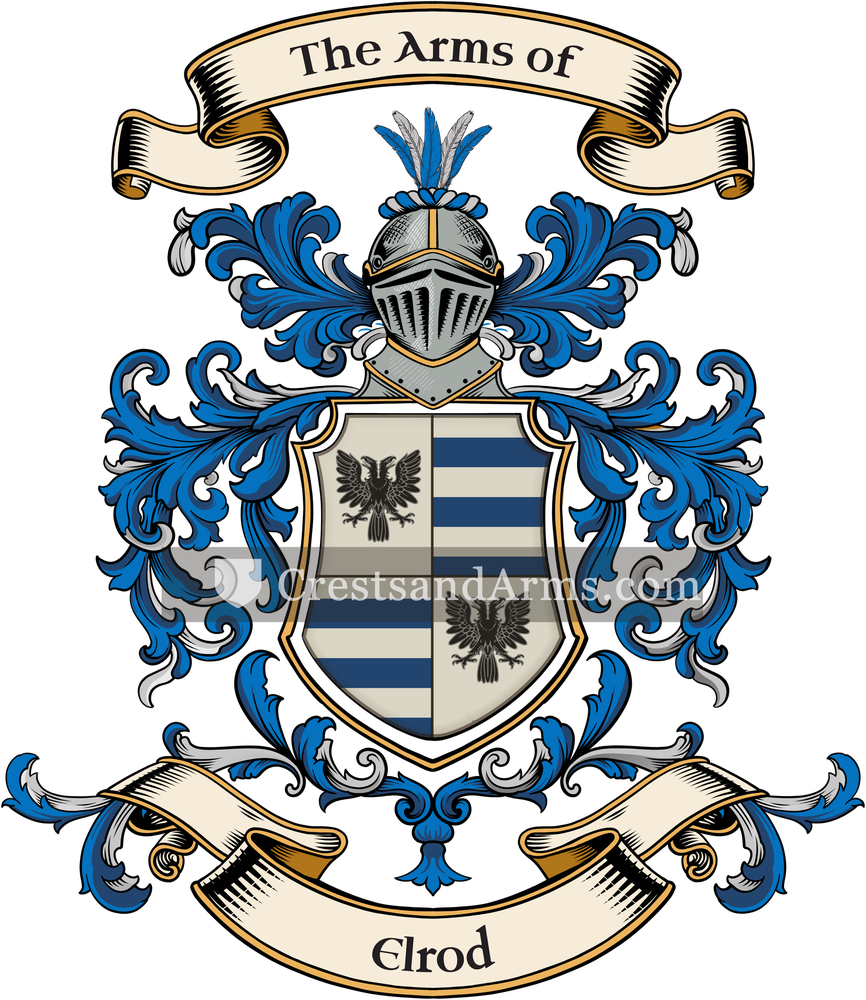 The Elrod coat of arms, drawn from the recorded blazon
