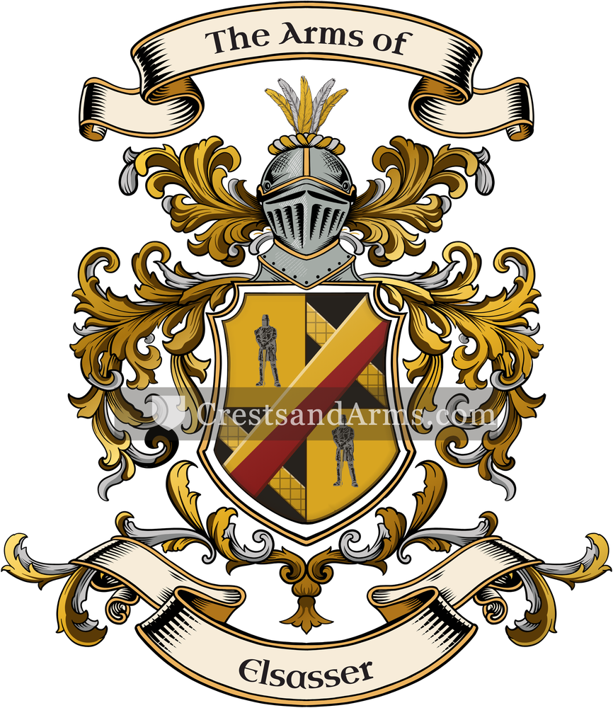 The Elsasser coat of arms, drawn from the recorded blazon