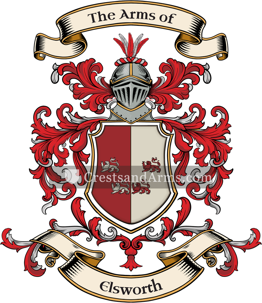 The Elsworth coat of arms, drawn from the recorded blazon