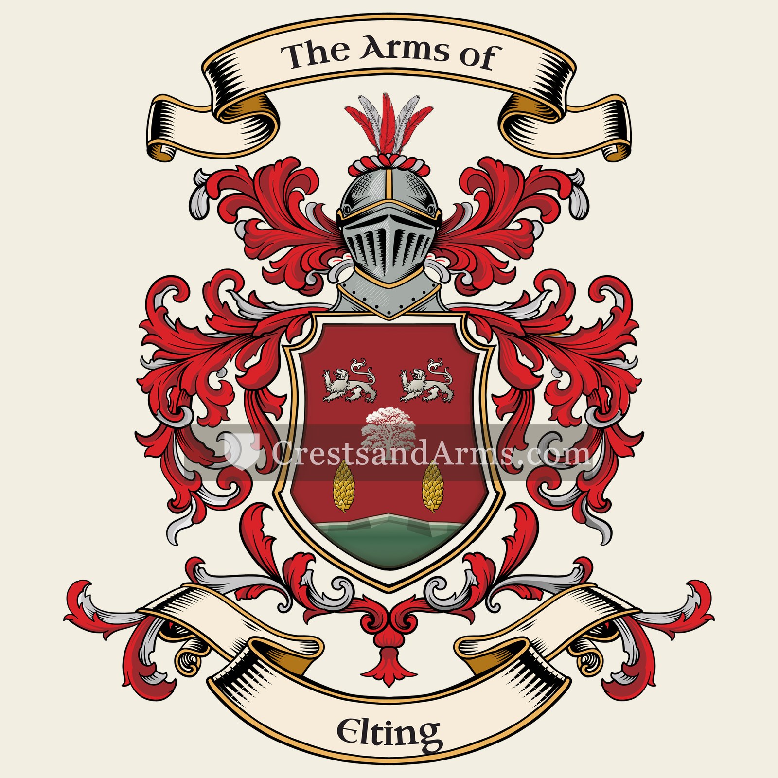 The Elting coat of arms, drawn from the recorded blazon