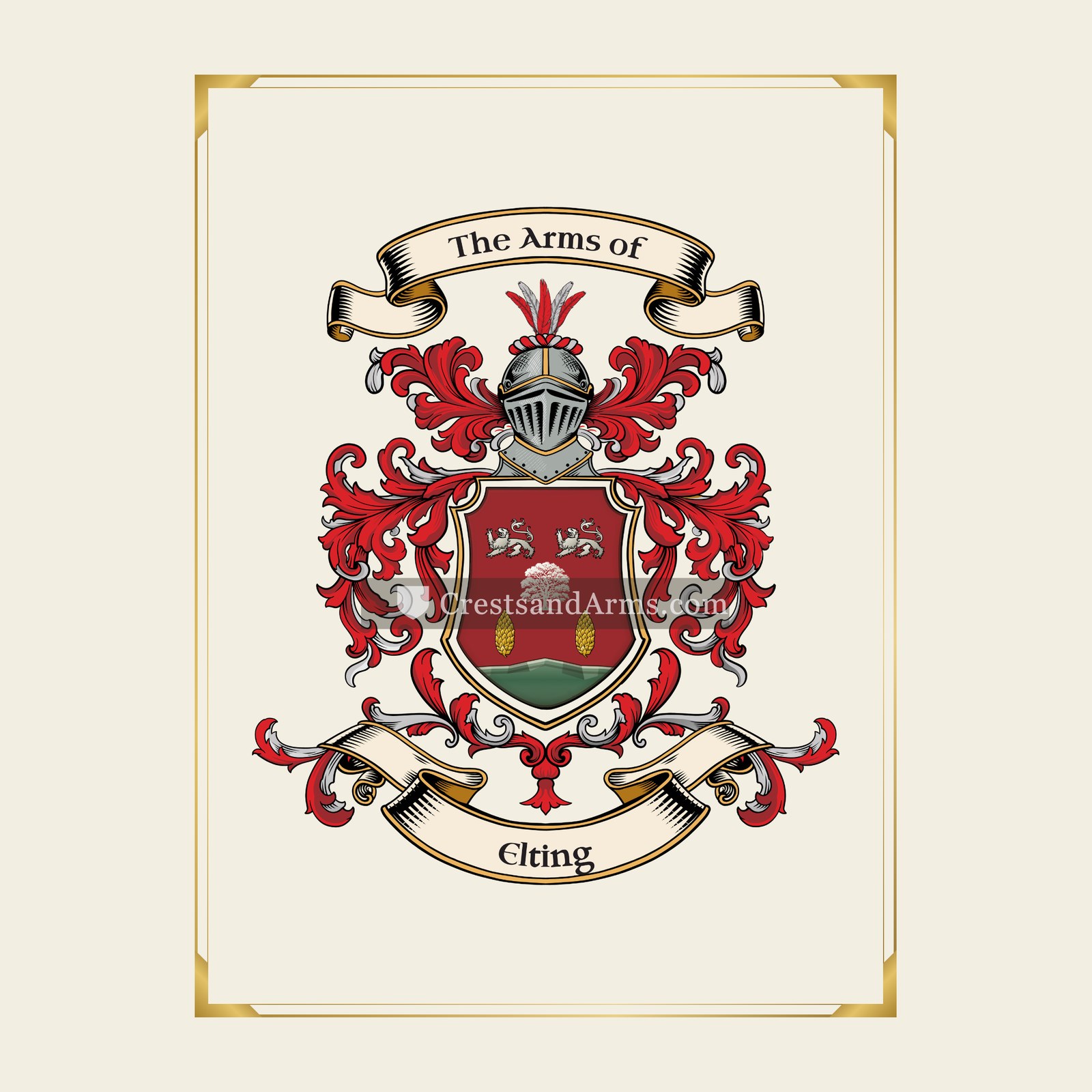 With gold border