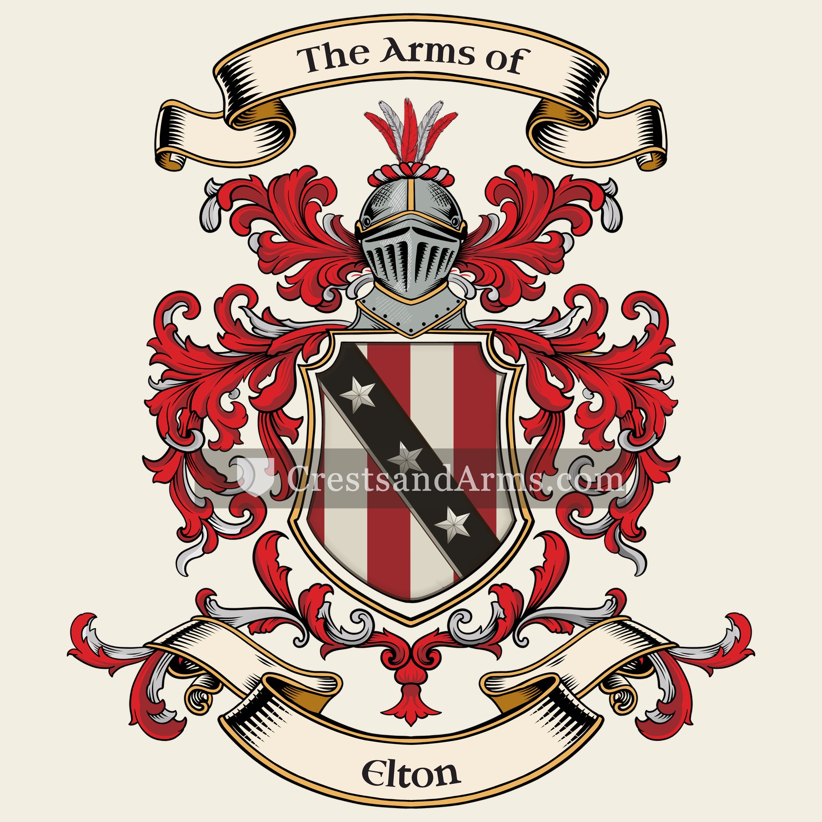 The Elton coat of arms, drawn from the recorded blazon