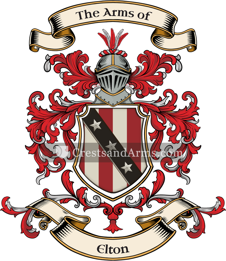 The Elton coat of arms, drawn from the recorded blazon