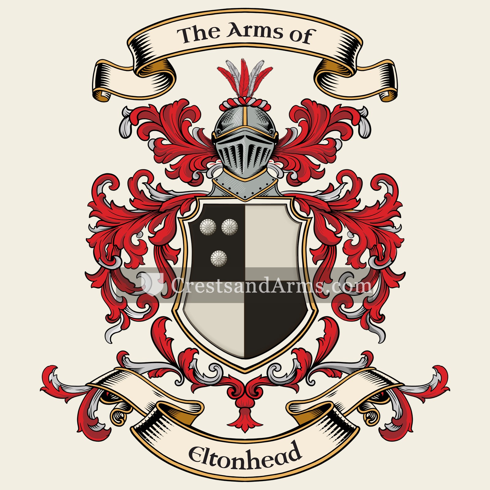 The Eltonhead coat of arms, drawn from the recorded blazon