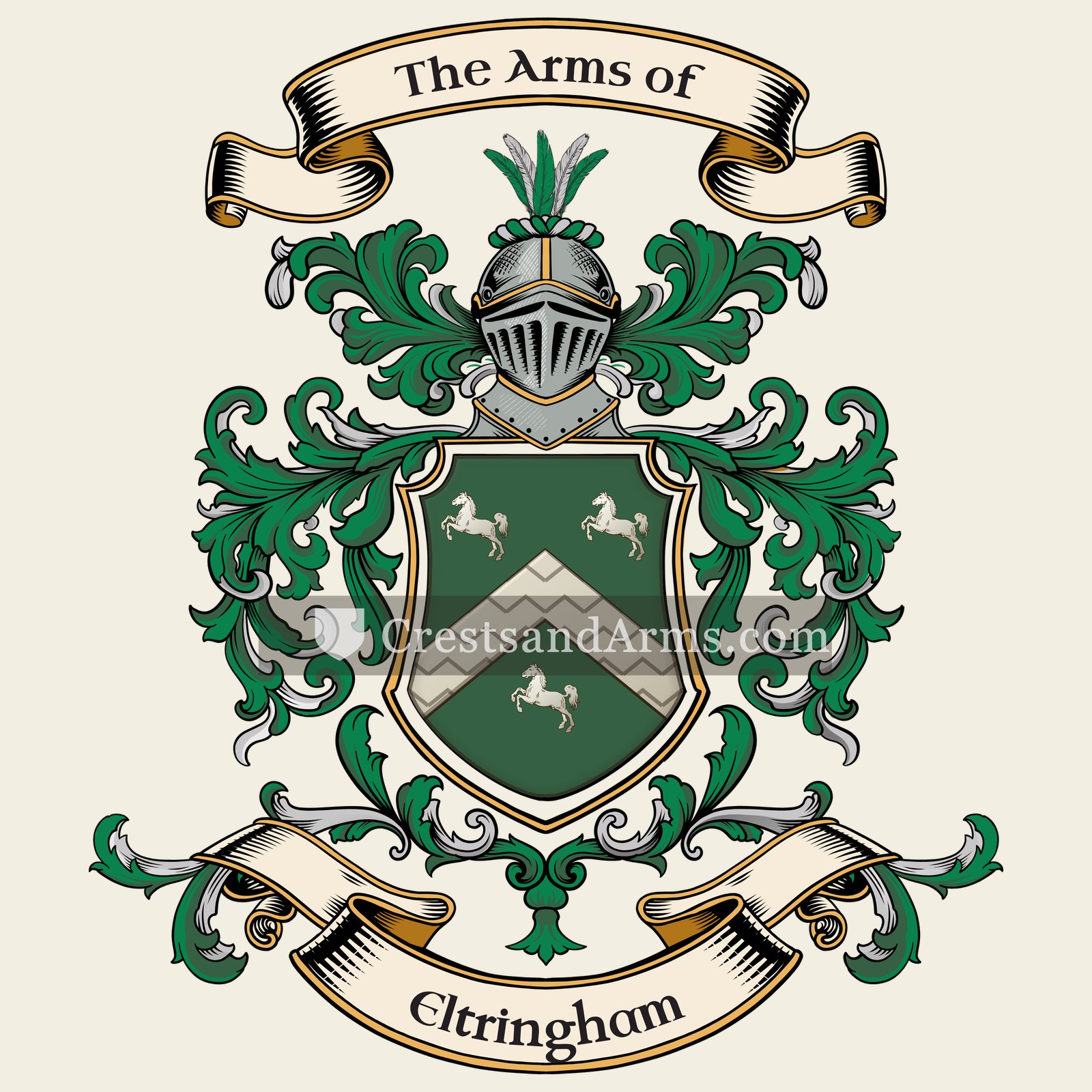 The Eltringham coat of arms, drawn from the recorded blazon