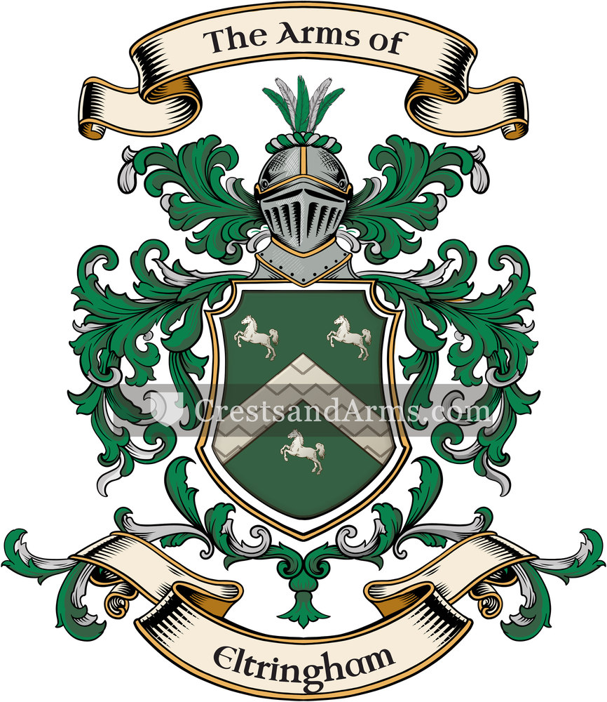 The Eltringham coat of arms, drawn from the recorded blazon