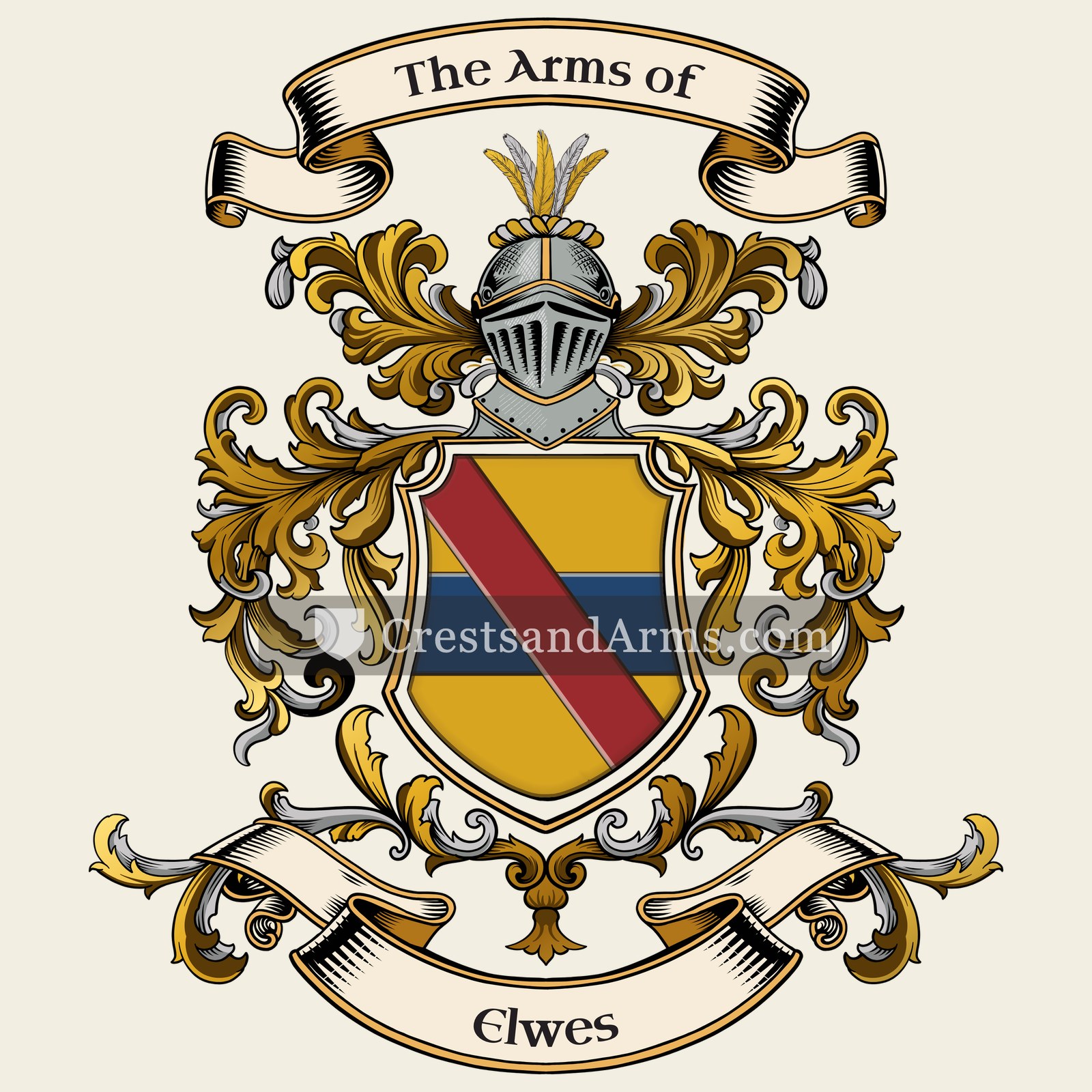The Elwes coat of arms, drawn from the recorded blazon