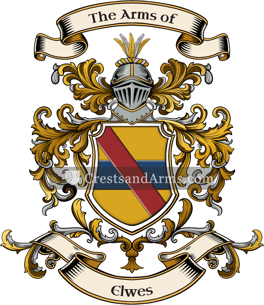 The Elwes coat of arms, drawn from the recorded blazon