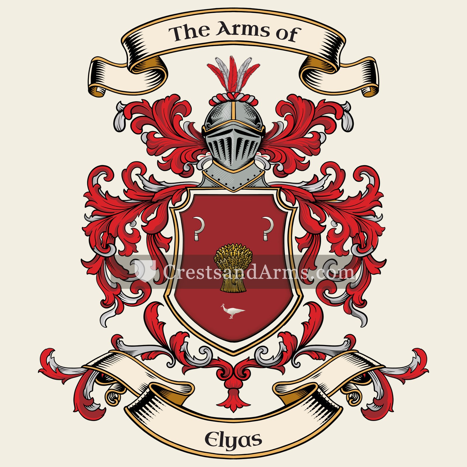 The Elyas coat of arms, drawn from the recorded blazon