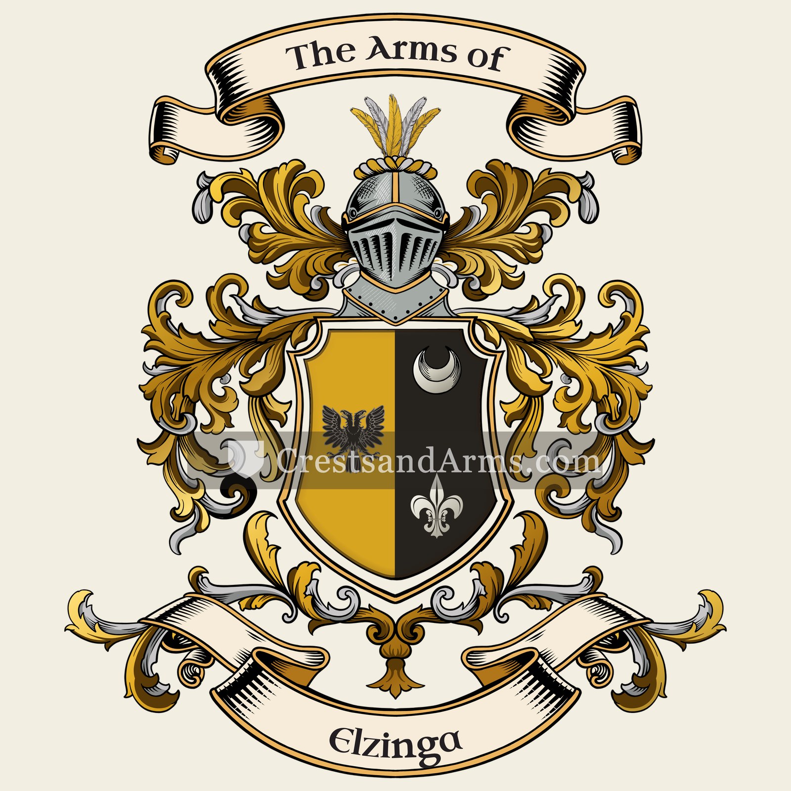 The Elzinga coat of arms, drawn from the recorded blazon