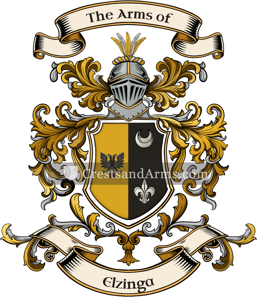 The Elzinga coat of arms, drawn from the recorded blazon