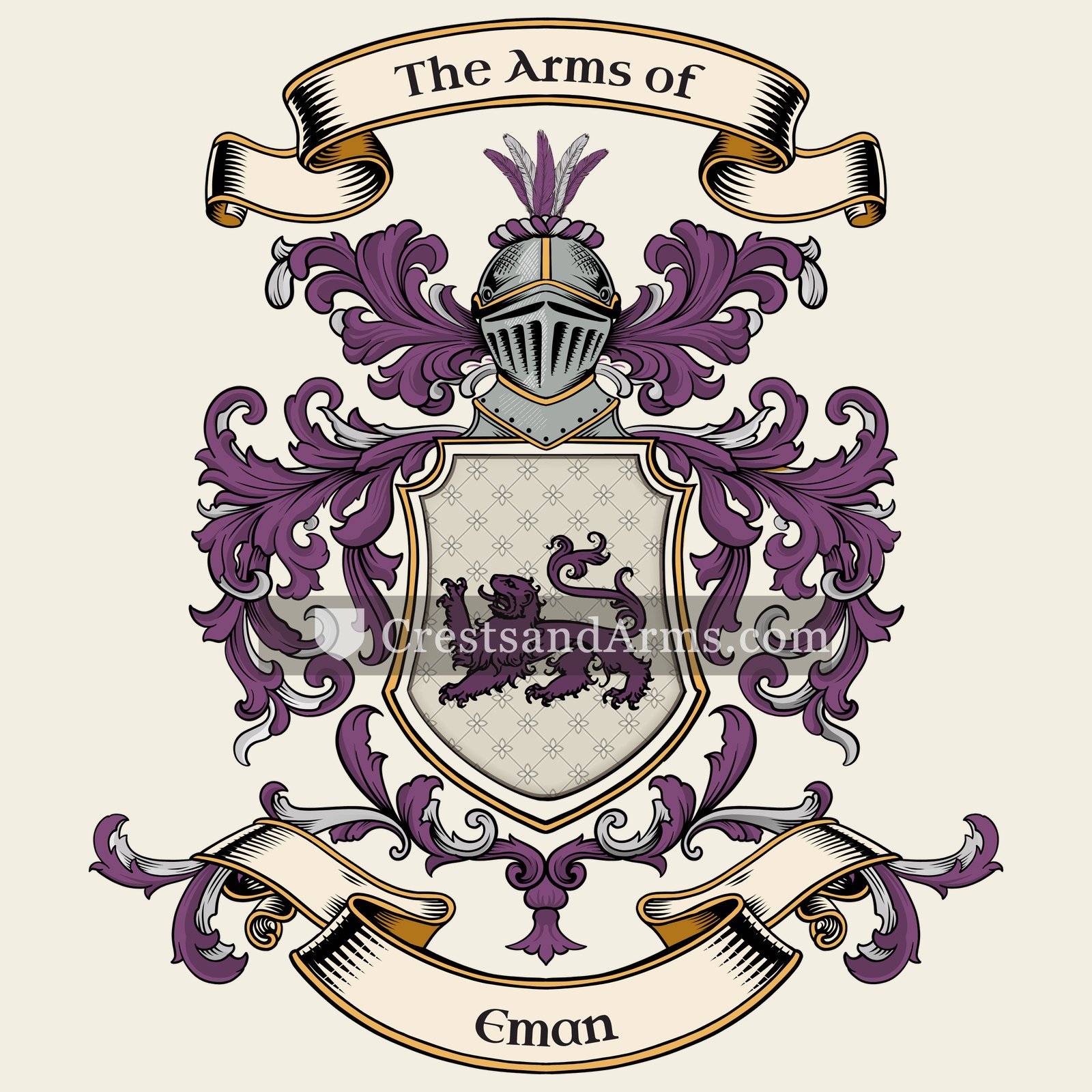 The Eman coat of arms, drawn from the recorded blazon