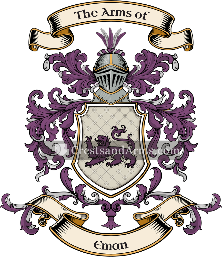 The Eman coat of arms, drawn from the recorded blazon