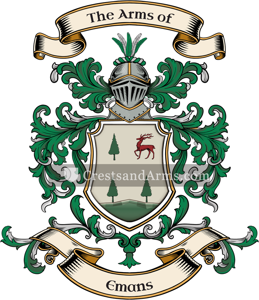 The Emans coat of arms, drawn from the recorded blazon