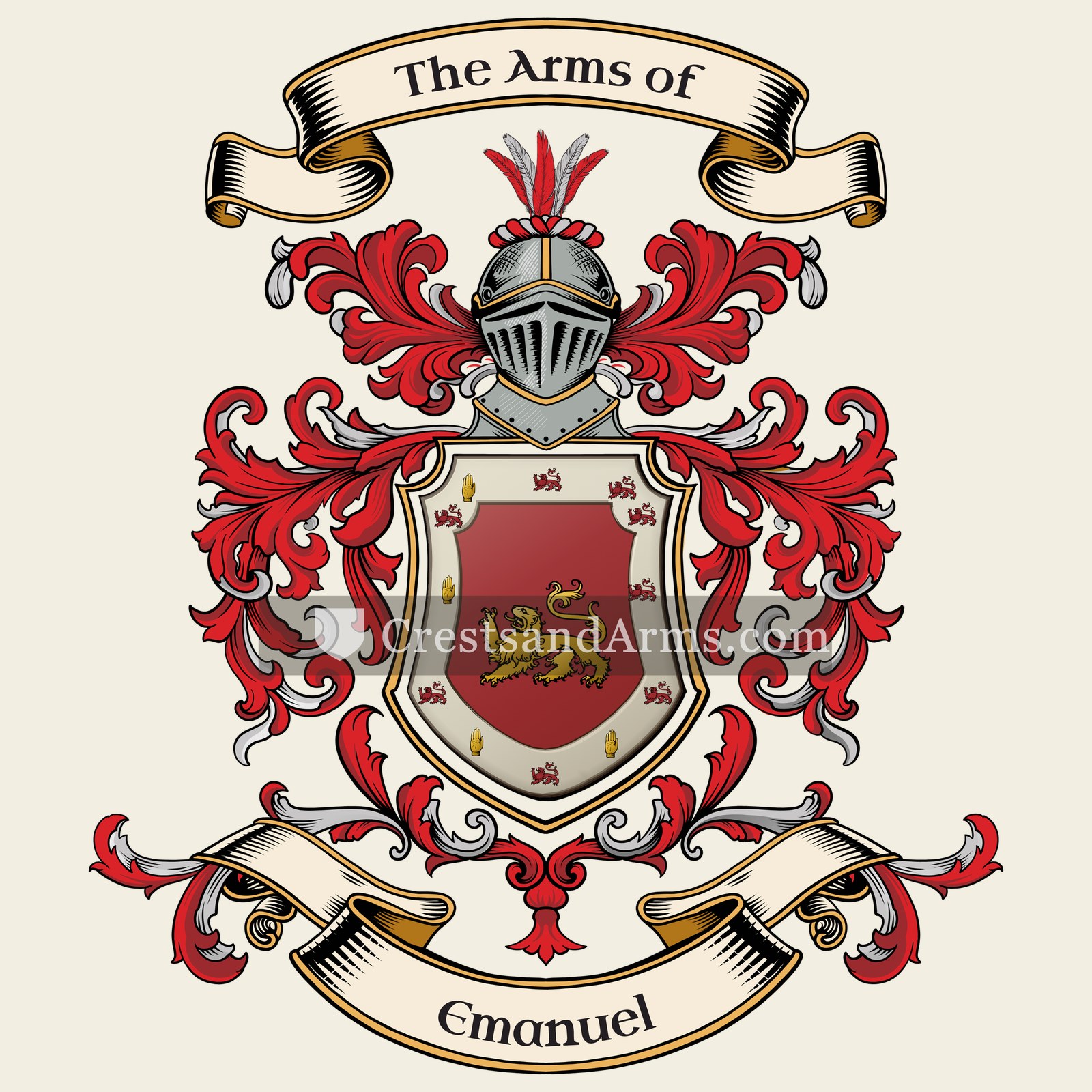 The Emanuel coat of arms, drawn from the recorded blazon