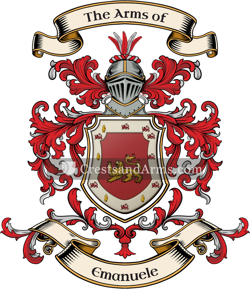 The Emanuele coat of arms, drawn from the recorded blazon