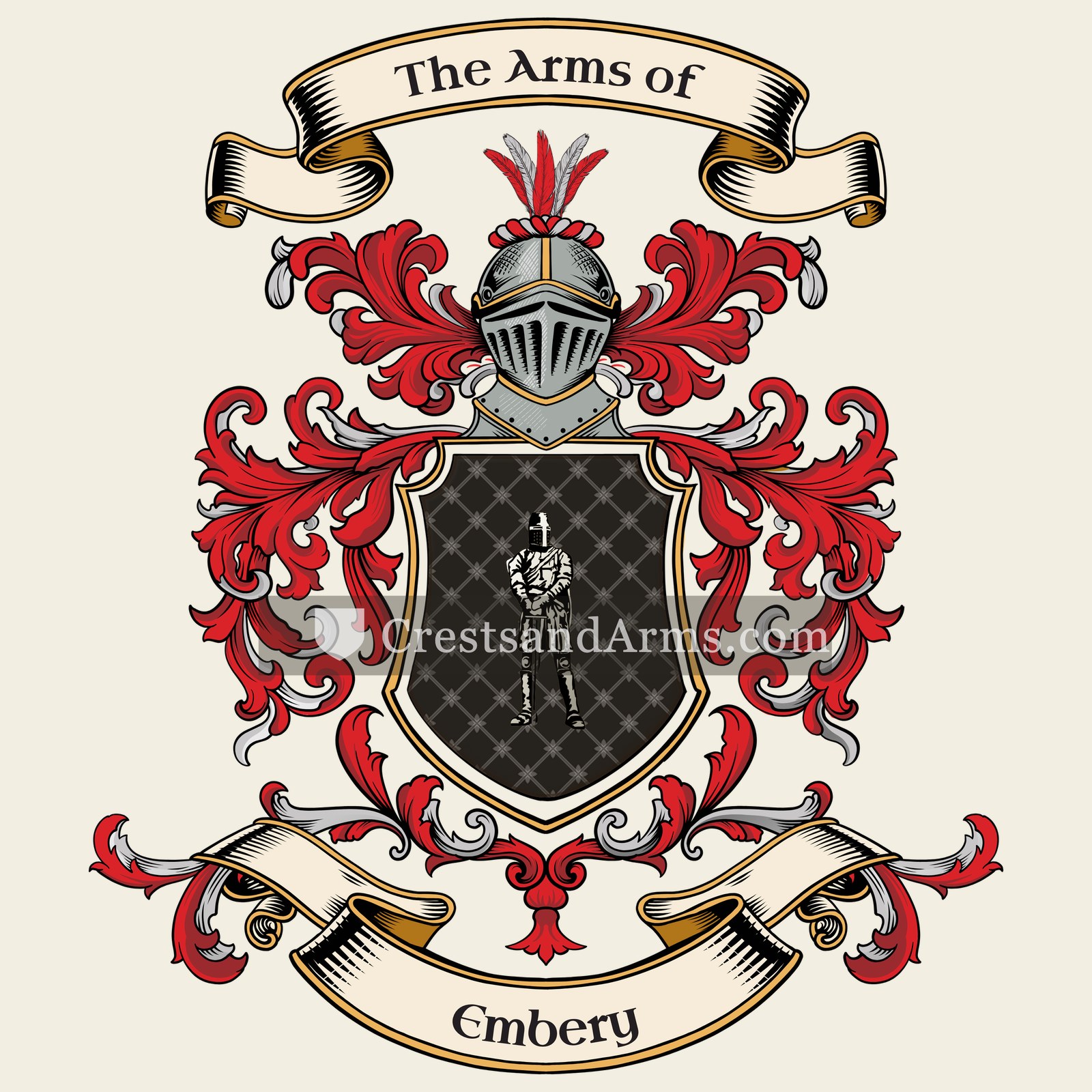 The Embery coat of arms, drawn from the recorded blazon