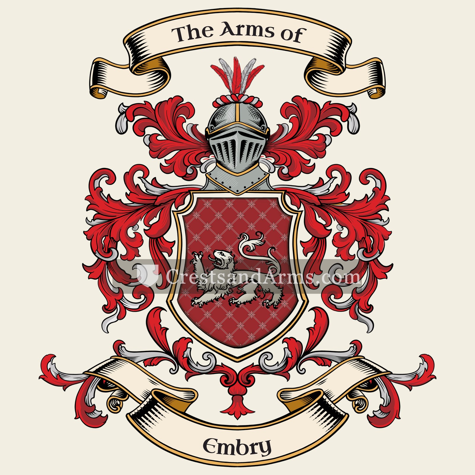 The Embry coat of arms, drawn from the recorded blazon