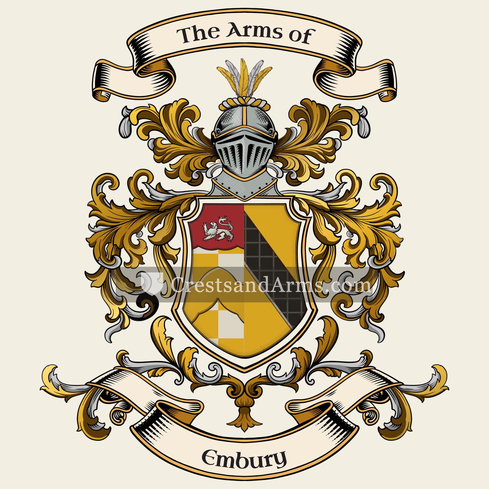 The Embury coat of arms, drawn from the recorded blazon