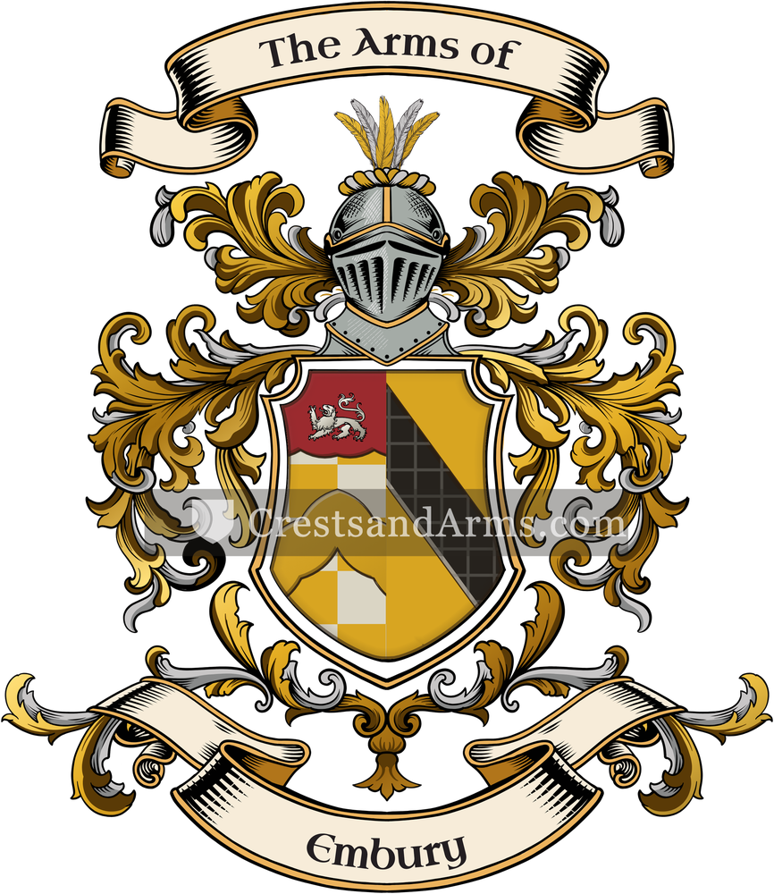 The Embury coat of arms, drawn from the recorded blazon