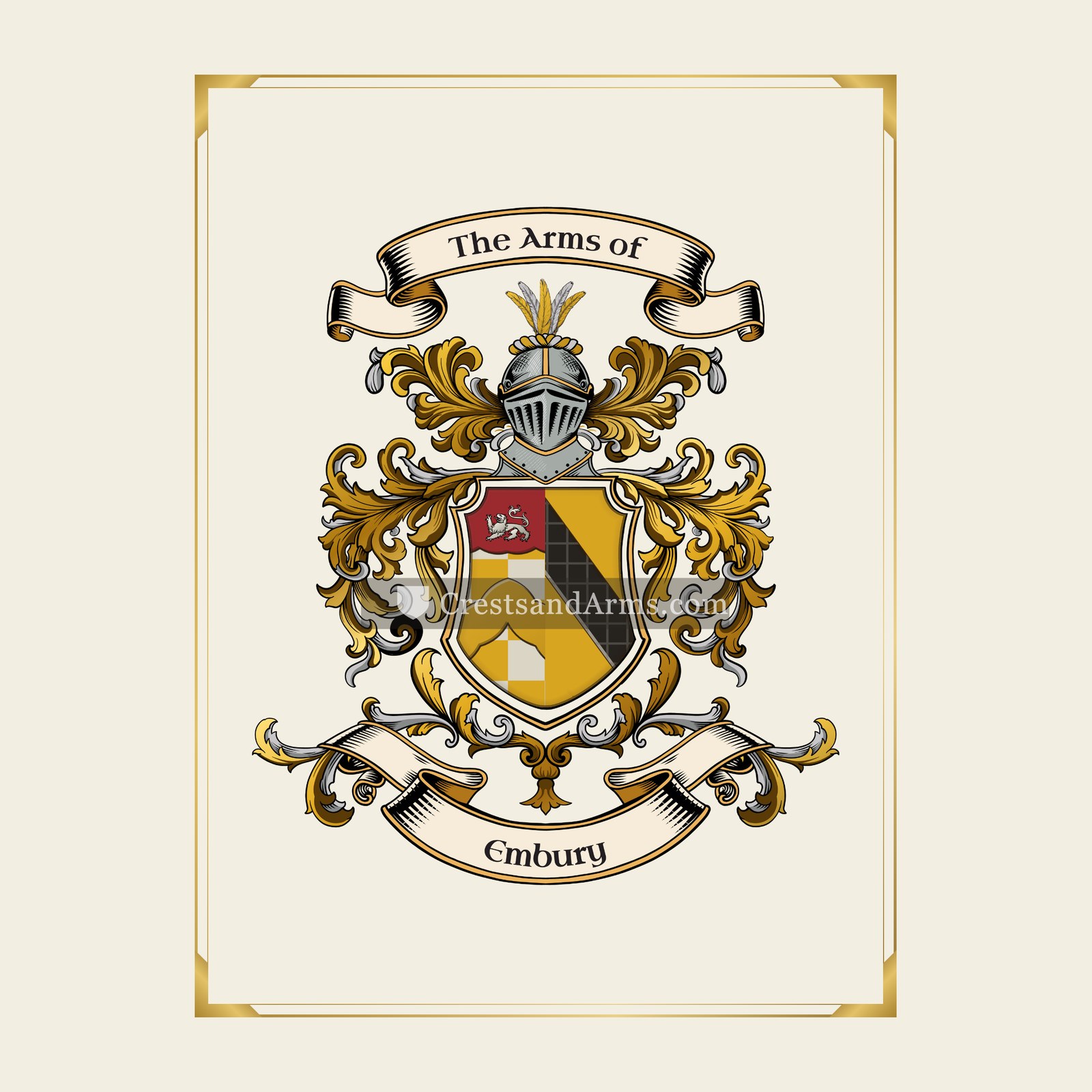 With gold border