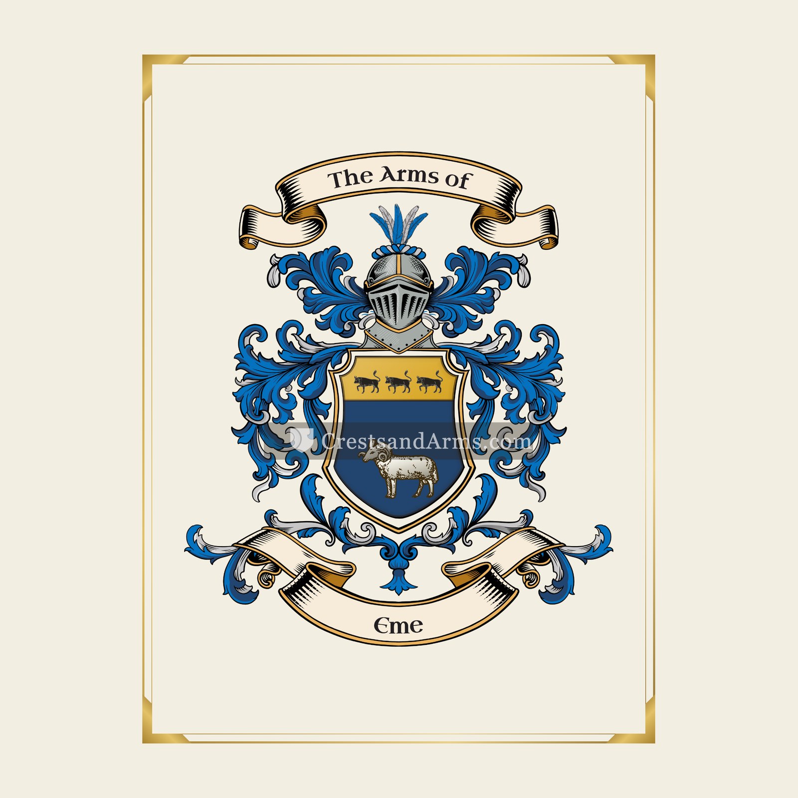 With gold border