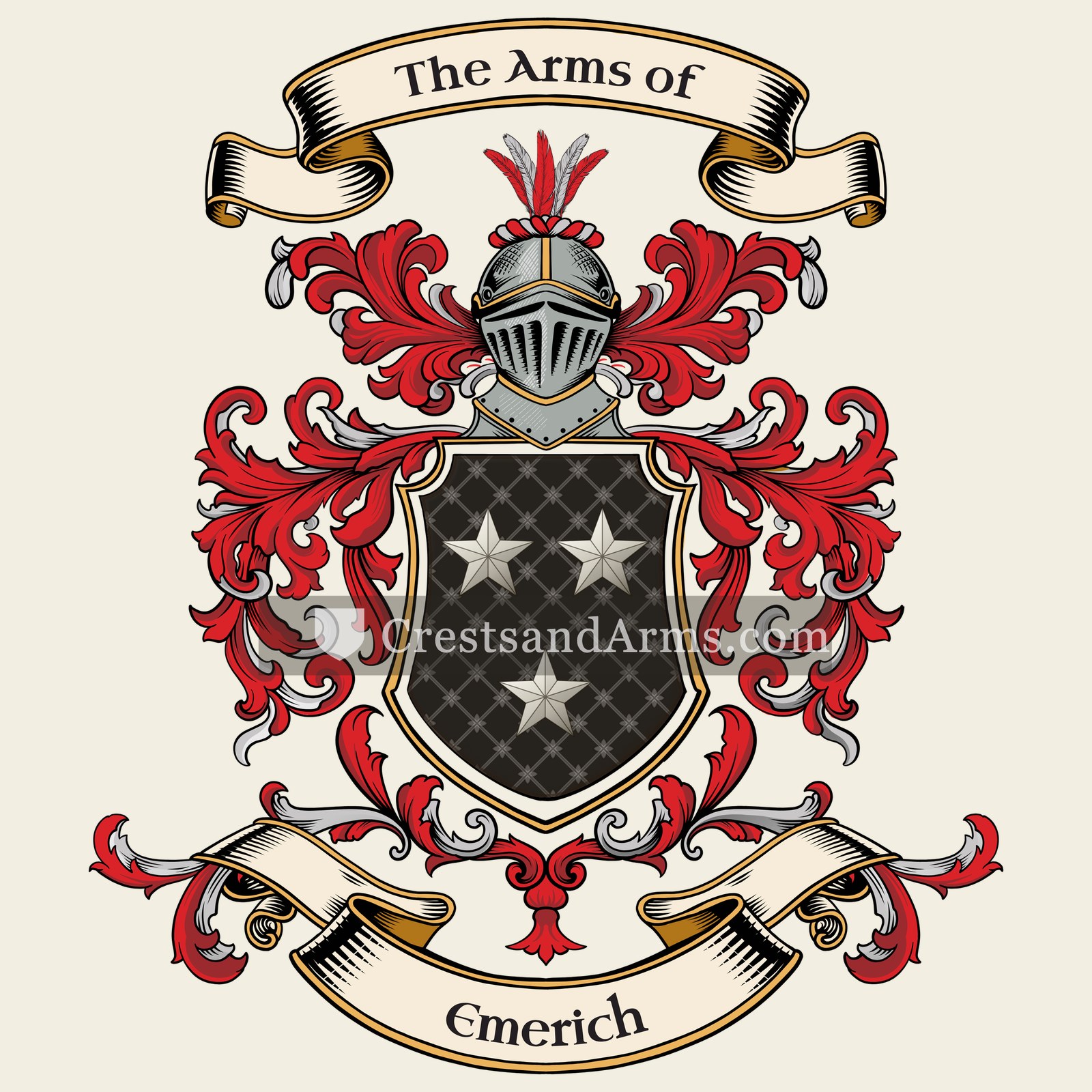 The Emerich coat of arms, drawn from the recorded blazon